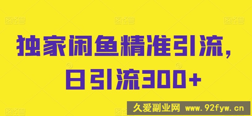 独家闲鱼精准引流，日引流300+【揭秘】