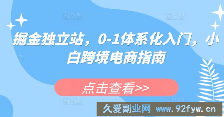 掘金独立站，0-1体系化入门，小白跨境电商指南