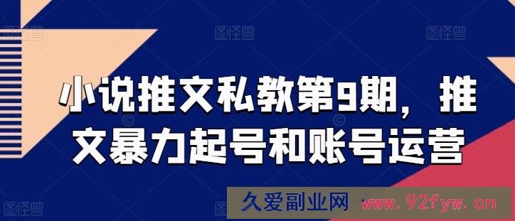 小说推文私教第9期，推文暴力起号和账号运营