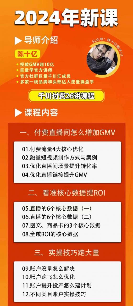 陈十亿-千川操盘手26讲2024年(价值1999元)
