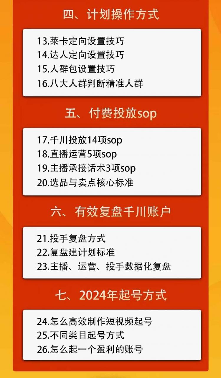 陈十亿-千川操盘手26讲2024年(价值1999元)