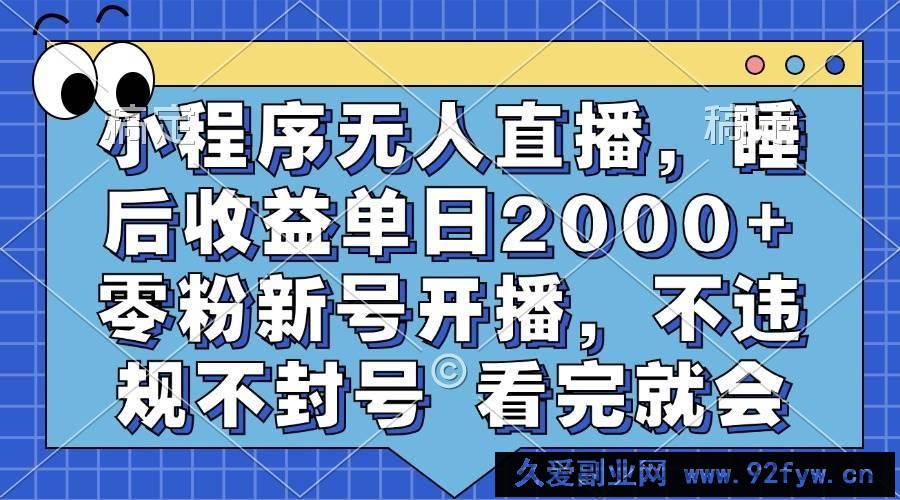 （13251期）小程序无人直播，睡后收益单日2000+ 零粉新号开播，不违规不封号 看完就会