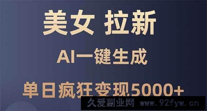 （13866期）美女暴力拉新，通过AI一键生成，单日疯狂变现5000+，纯小白一学就会！