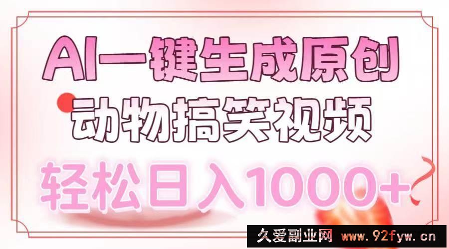 （13884期）AI一键生成原创动物搞笑视频，轻松日入1000+