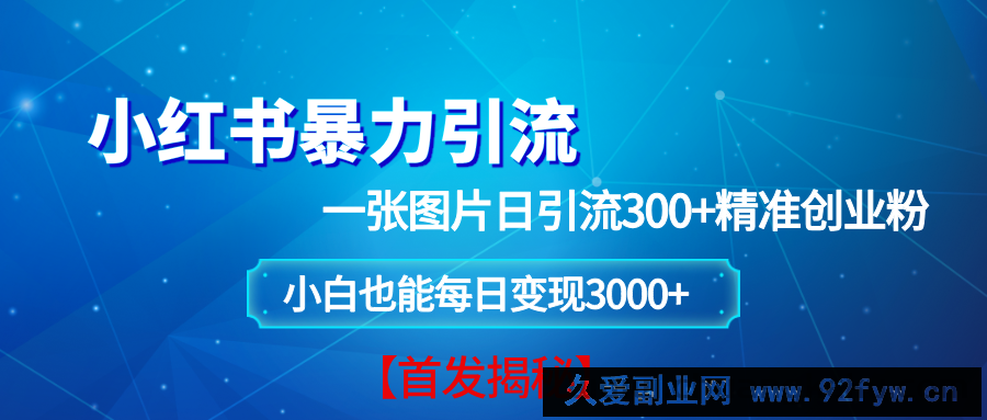 （13935期）小红书暴力引流法，一张图片日引 300+精准创业粉，每日稳定变现 3000+【揭秘】