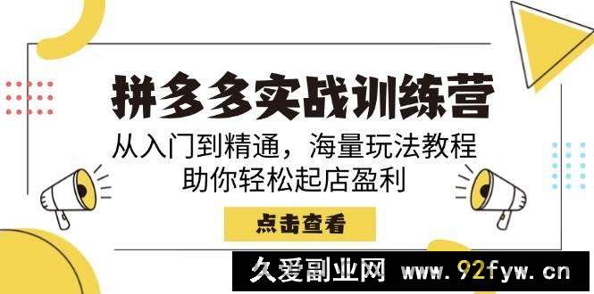 （14392期）拼多多实战训练营，从入门到精通，海量玩法教程，助你轻松起店盈利