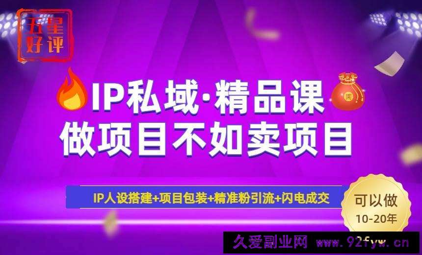 （14406期）2025年“IP私域·密训精品课”，日赚3000+小白避坑年赚百万，暴力引流…