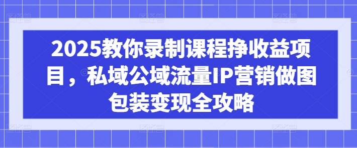 2025教你录制课程挣收益项目，私域公域流量IP营销做图包装变现全攻略