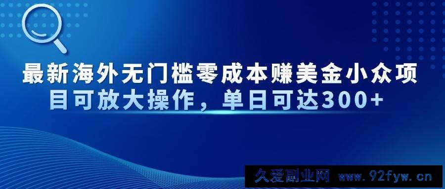 （14542期）最新海外无门槛零成本赚美金小众项目可放大操作，单日可达300+