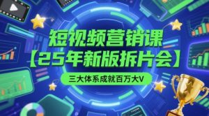 短视频营销课【25年新版拆片会】三大体系成就百万大V,包含正课、拆片会、手把手教学直播课等-吾爱副业网