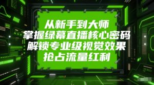 从新手到大师,掌握绿幕直播核心密码,解锁专业级视觉效果,抢占流量红利-吾爱副业网