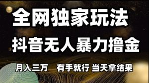全网独家玩法抖音无人暴力撸金,月入3W,有手就行,当天拿结果【揭秘】-吾爱副业网