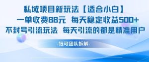 私域项目新玩法【适合小白】 一单收费88.每天稳定收益几张-吾爱副业网