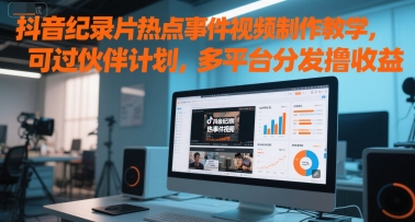 久爱副业网,网赚项目,网赚论坛博客网分享抖音纪录片热点事件视频制作教学，可过伙伴计划，多平台分发撸收益