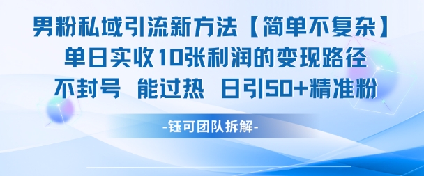 久爱副业网,网赚项目,网赚论坛博客网分享男粉私域引流新方法，单日收10张利润，日引流50+精准粉