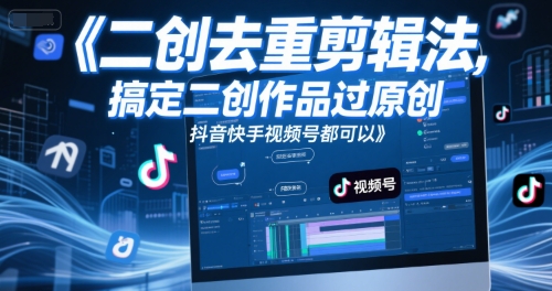 久爱副业网,网赚项目,网赚论坛博客网分享短视频二创去重剪辑法，搞定二创作品过原创，抖音快手视频号都可以