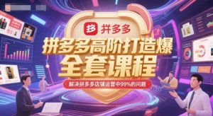 拼多多高阶打造爆款全套课程，解决拼多多店铺运营中99%的问题-吾爱副业网