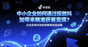 中小企业如何通过投放抖加带来精准获客变现？企业实体抖加投放精准变现秘籍-吾爱副业网