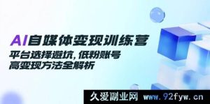 (14966 期)AI 自媒体变现训练营,平台规避要点,低粉账号高效变现攻略全解读-吾爱副业网