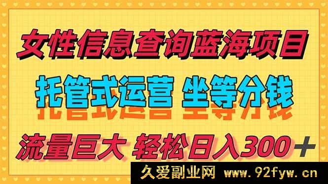图片[1]-（15216期）轻松实现日赚300+，冷门信息查询宝藏项目，全程无忧托管，让你尽享自由时光-吾爱副业网