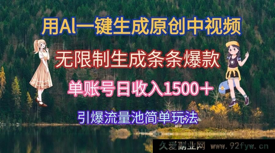 图片[1]-（15210期）AI助力中视频创作，轻松打造爆款无上限，单账号日赚1500+火爆来袭！-吾爱副业网