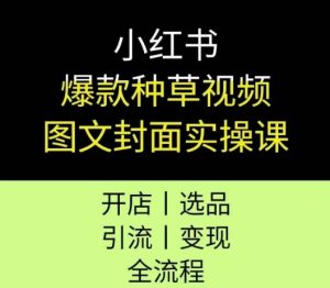 小红书爆款种草视频图文封面实操课，开店、选品、引流、变现全流程-吾爱副业网