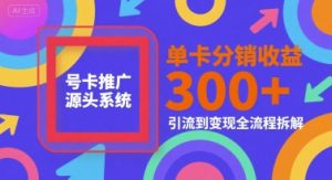 号卡推广源头系统，单卡分销收益3张+，引流到变现全流程拆解【揭秘】-吾爱副业网