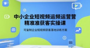 中小企业短视频运营精准获客实操课，可复制企业短视频获客落地训练方案-吾爱副业网