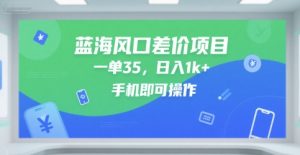 蓝海风口差价项目，一单35，日入1k+，手机即可操作【揭秘】-吾爱副业网