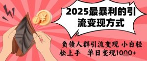 2025年最暴利的引流变现方式,负债人群引流变现,小白轻松上手,日入1k-吾爱副业网