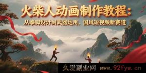 火柴人动画创作指南:拳脚动作设计至武器使用技巧,国风短视频新方向-吾爱副业网