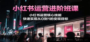 小红书运营高级提升课程,小红书运营关键技巧,迅速达成从0到1变现目的-吾爱副业网