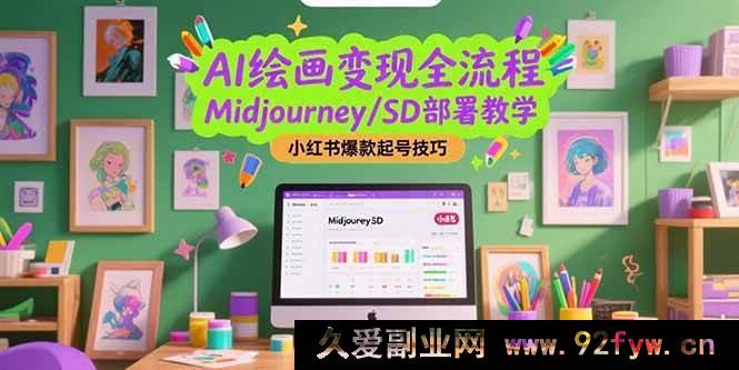 图片[1]-（15324期）从0到1开启AI绘画盈利之路，Midjourney与SD搭建秘籍及小红书涨粉爆号攻略-吾爱副业网