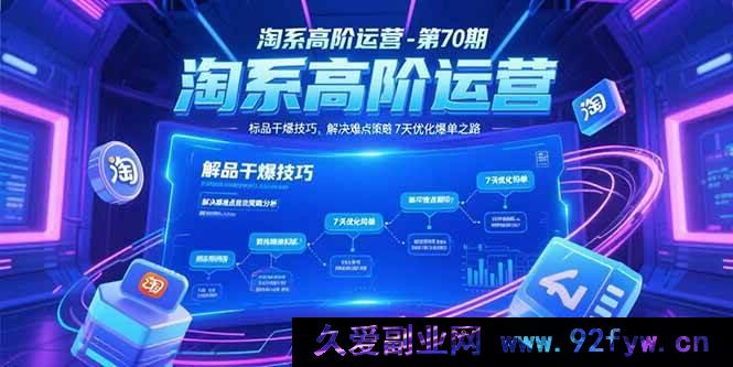 图片[1]-（15307期）淘系运营进阶：第70期标品爆款打造秘籍与疑难突破攻略-吾爱副业网