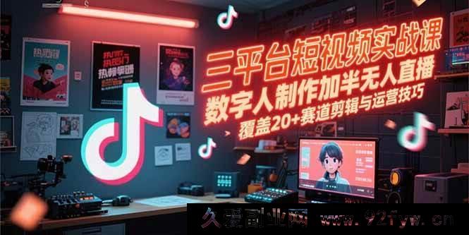 图片[1]-（15265期）多平台短视频实战秘籍：数字人打造及半无人直播玩法，20+赛道剪辑运营全攻略-吾爱副业网