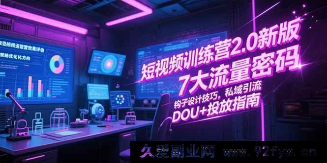 图片[1]-（15255期）短视频实战营3.0升级，揭秘7大引流秘籍/爆款钩子打造/私域搭建/DOU+投放精髓-吾爱副业网