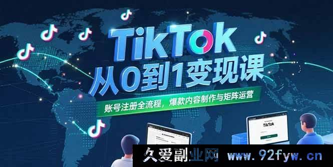 图片[1]-（15346期）TikTok零基础变现秘籍：账号注册全攻略、爆款内容打造与矩阵玩法-吾爱副业网