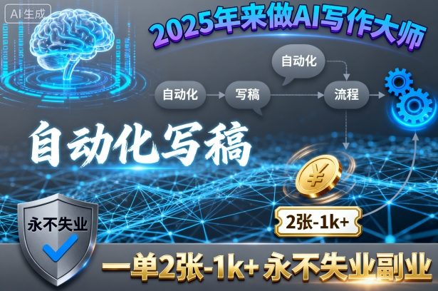 久爱副业网,网赚项目,网赚论坛博客网分享2025年来做AI写作大师，自动化写稿，一单2张-1k+，永不失业副业