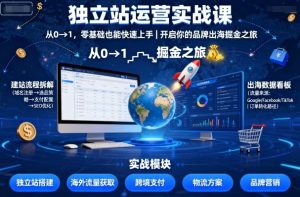 独立站运营实战课，​从0到1，零基础也能快速上手，开启你的品牌出海掘金之旅-吾爱副业网