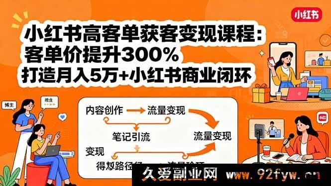 图片[1]-（15981期）小红书高利润获客盈利课：客单价飙升3倍，构建月入十万小红书赚钱闭环-吾爱副业网