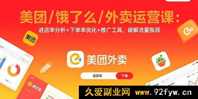 图片[1]-（15945期）美团饿了么外卖运营秘籍：剖析进店率、提升下单率、巧用推广破流量困局-吾爱副业网