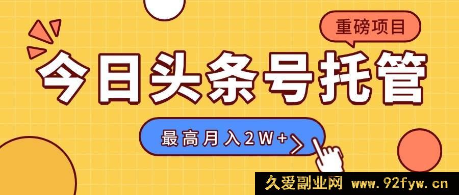 图片[1]-（15905期）【头条号代运营】我供素材你发文，日花5分钟，最高稳赚1W+-吾爱副业网