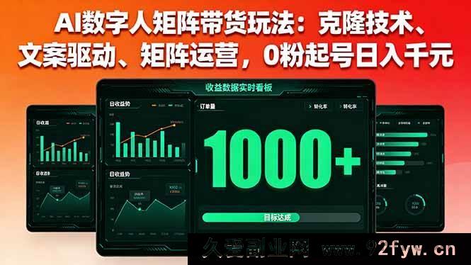 图片[1]-（16050期）AI数字人带货新秘诀：克隆赋能、文案发力、矩阵破局，零粉起步日赚数千-吾爱副业网