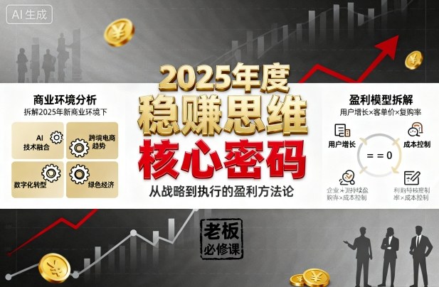 久爱副业网,网赚项目,网赚论坛博客网分享2025年度稳賺思维老板创业营，拆解2025年新商业环境下，企业实现持续盈利的核心密码