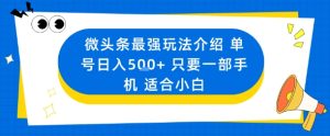 微头条最强玩法介绍一个号日入5张+只要一部手机适合小白-吾爱副业网