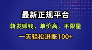 最新正规平台，转发賺钱，单价高，不限量，一天轻松进账100+【揭秘】-吾爱副业网