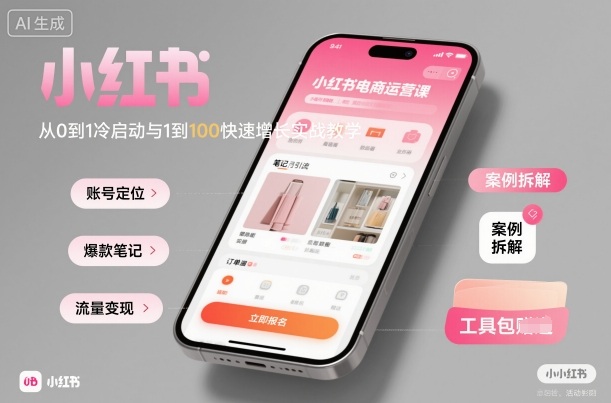久爱副业网,网赚项目,网赚论坛博客网分享小红书电商运营课：从0到1冷启动与1到100快速增长实战教学