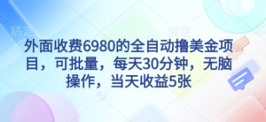 外面收费6980的全自动撸美刀项目，可批量，每天30分钟，无脑操作，当天收益5张【揭秘】-吾爱副业网