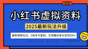 小红书虚拟资料项目：最新搜索流变现玩法，0成本简单可复制，一人多店打法，新手也可轻松日入5张+-吾爱副业网