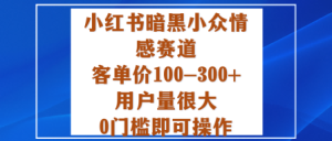 小红书暗黑小众情感赛道，客单价100-300+用户量很大，0门槛即可操作-吾爱副业网
